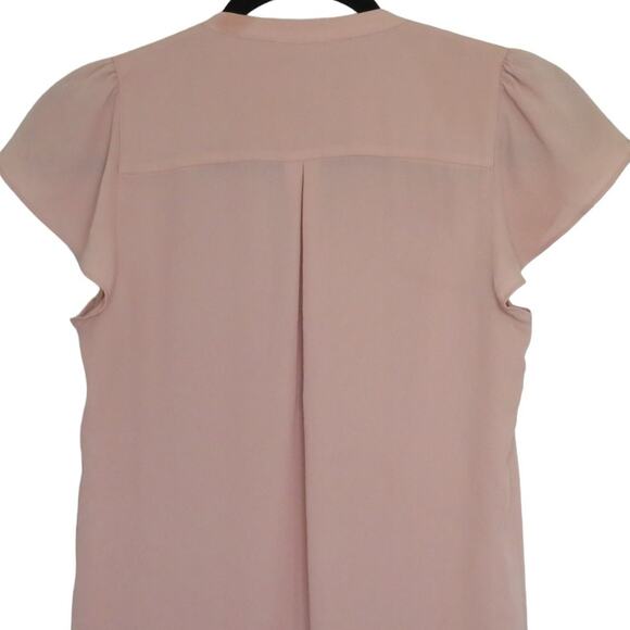 Maison Jules Short Sleeve Top Button Front V-Neck Blouse Pink Size XS - Picture 4 of 9